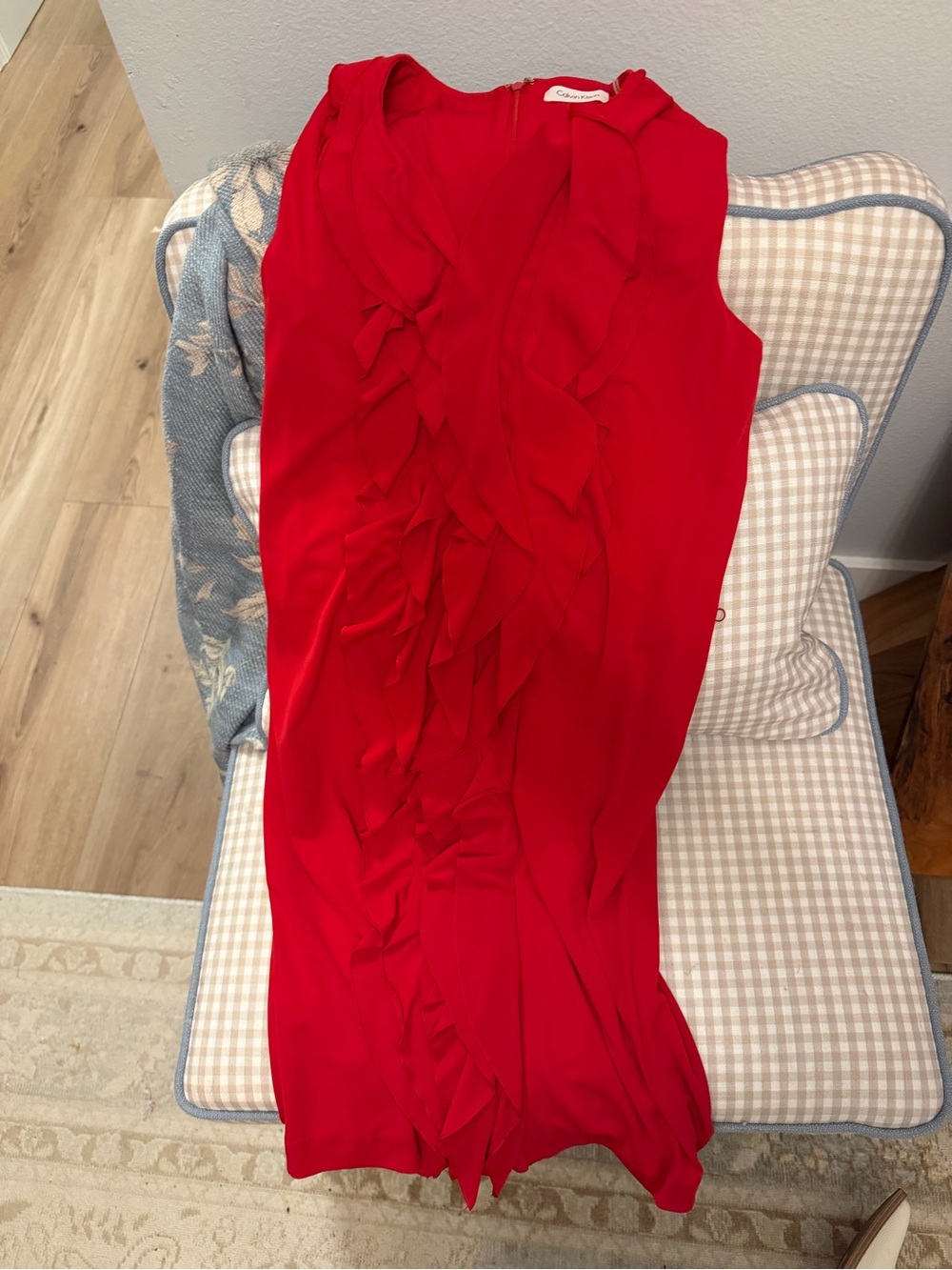 NWOT Calvin Klein Red Ruffled Sleeveless Dress